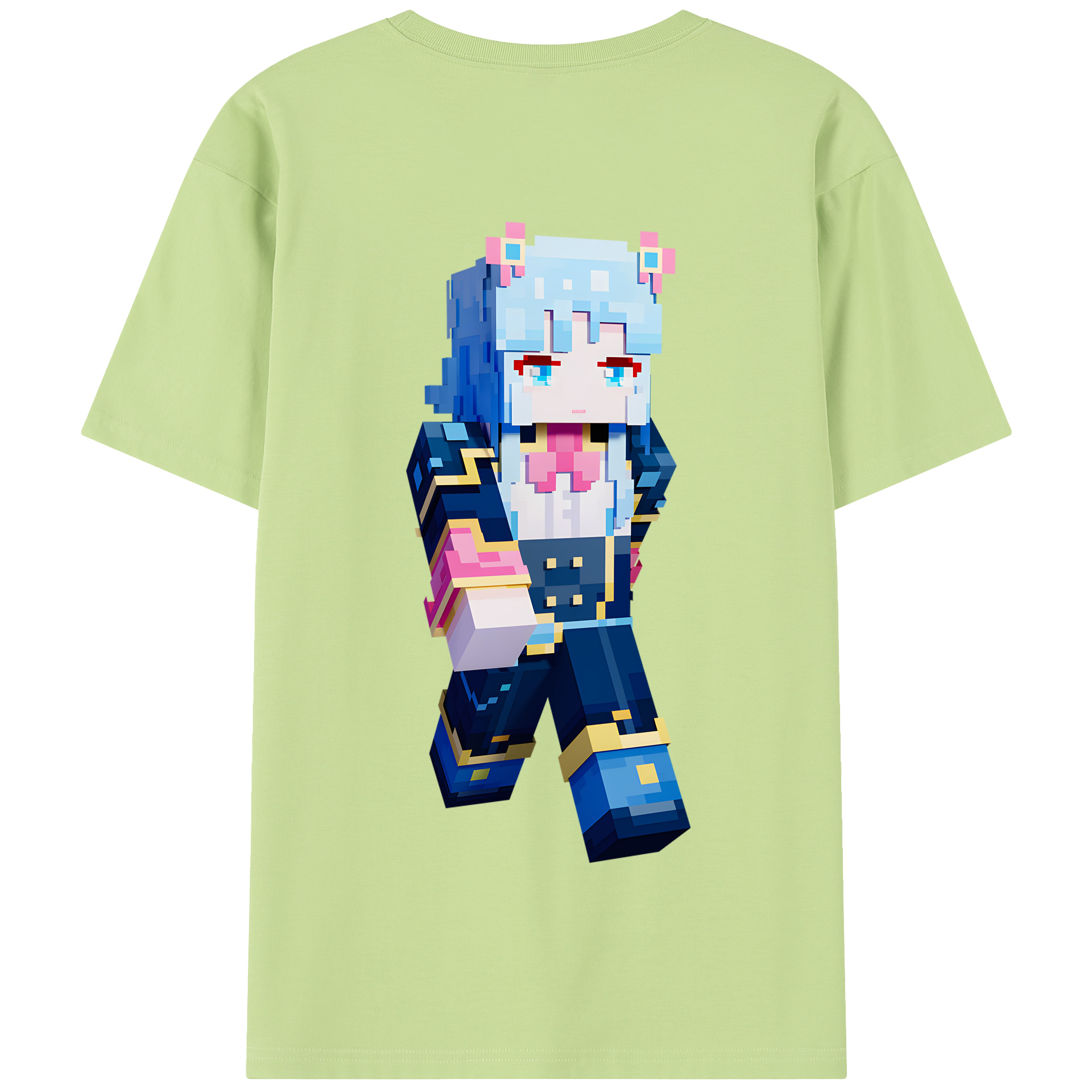 （画像用） マインクラフト ブロックの世界 Minecraft MC Block world 綿100％半袖Tシャツ（背面プリント）